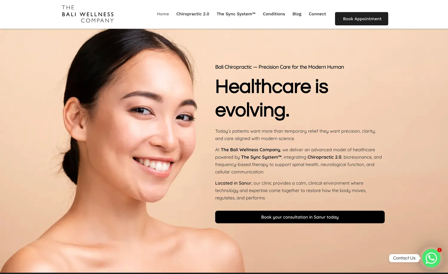 Bali Wellness homepage — WordPress website design Bali by Stefanoes Visual