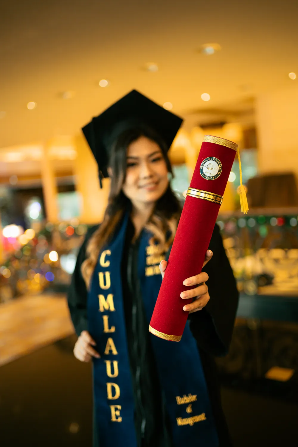 Cinematic graduation portrait at Widya Kartika University Surabaya — graduation photographer Surabaya by Stefanoes Visual