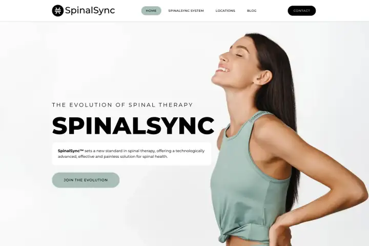 Spinal Sync homepage — WordPress website design by Stefanoes Visual