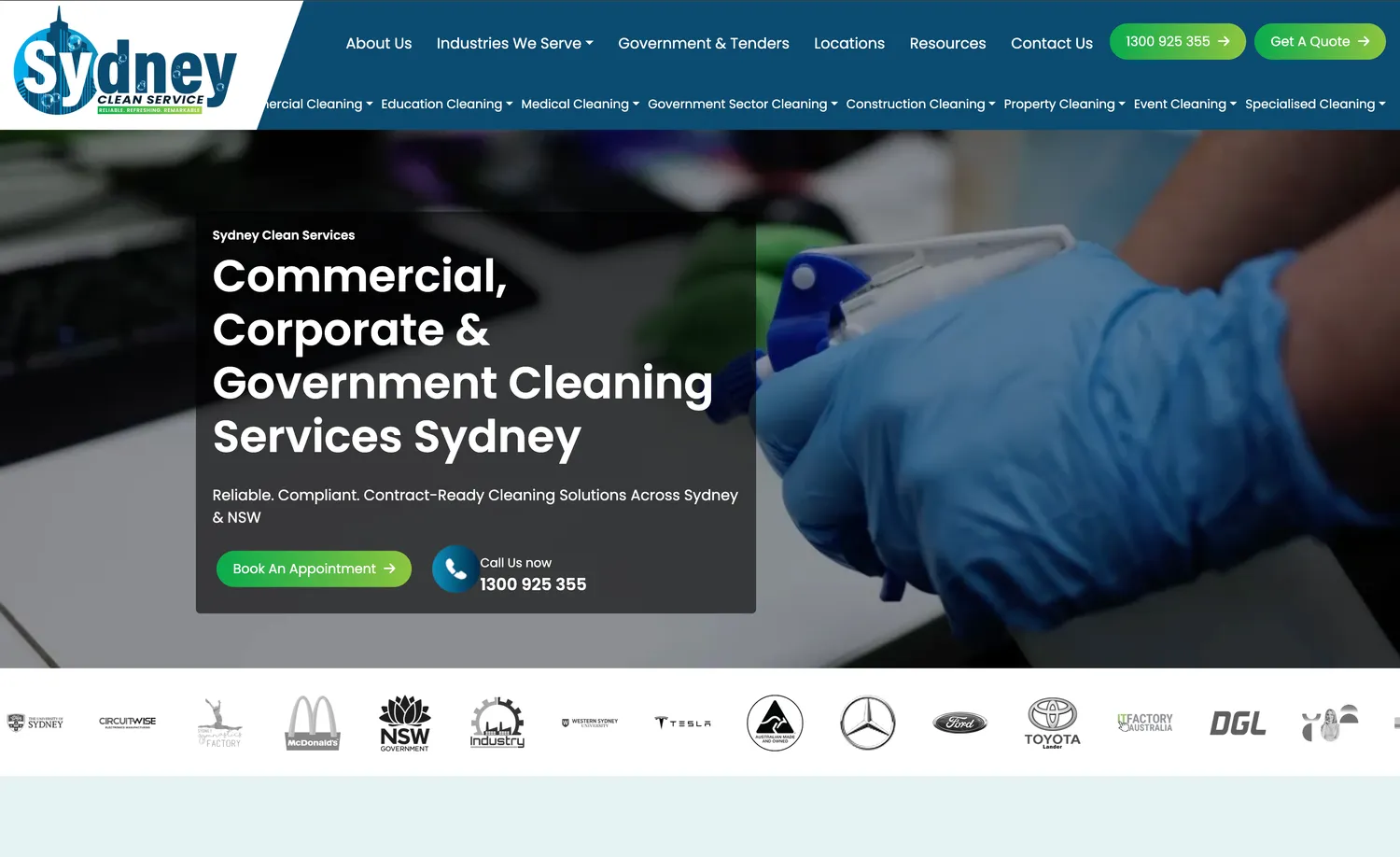 Sydney Clean Service homepage — WordPress website by Stefanoes Visual